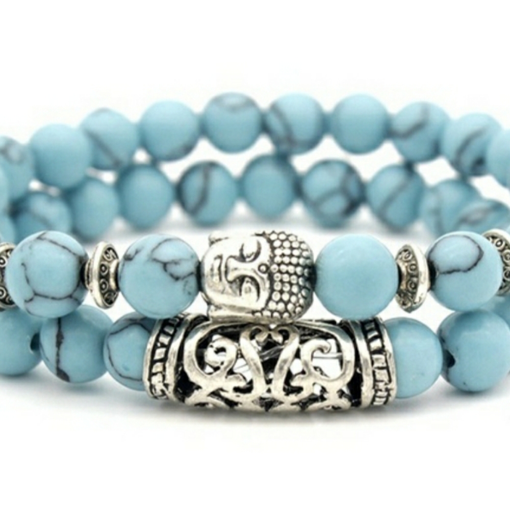 NEW 2 pc/set crackle stone bracelet
